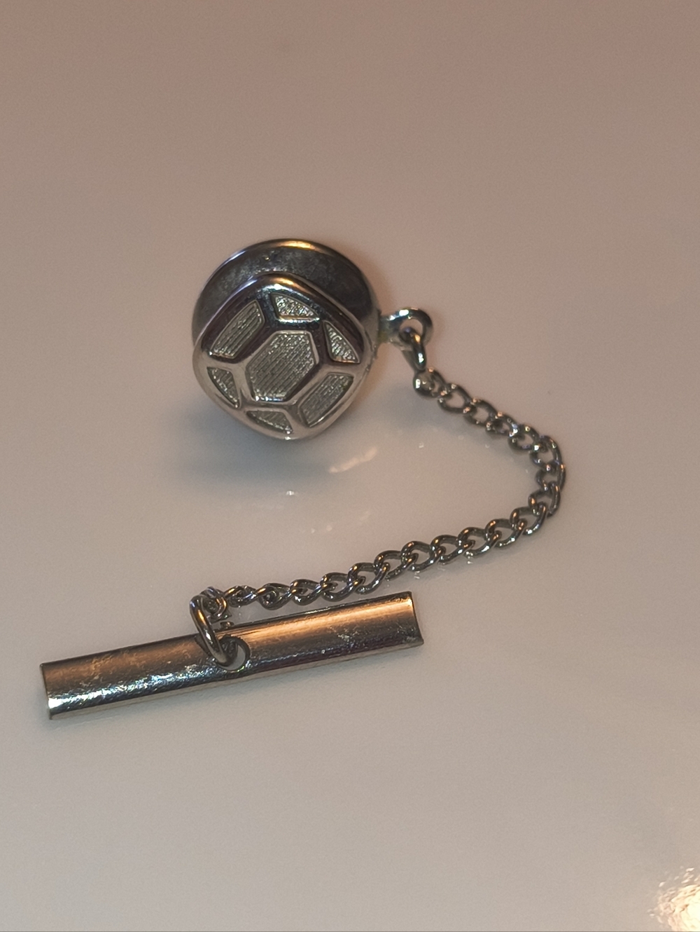 Silver Soccer Ball Style Tie Tack Pin for Men